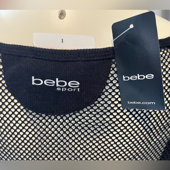 Bebe Black Fishnet Long Sleeve Top - Picture 6 of 8